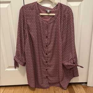 Elegant Burgundy Patterned Women's Top